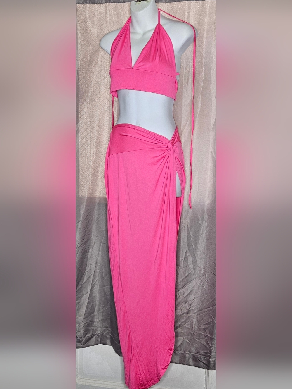 Two Piece Skirt Set with bikini top.
